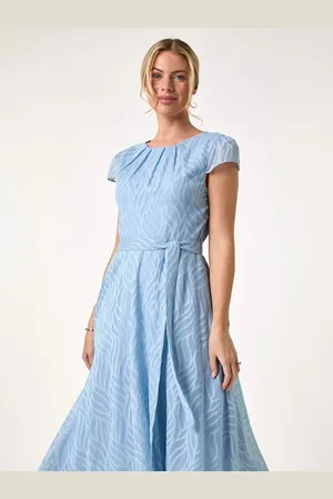 Roman Petite Gathered Neck Jacquard Dress AU 16