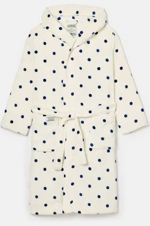 Joules Luna Cream Fleece Dressing Gown with Hood L-XL