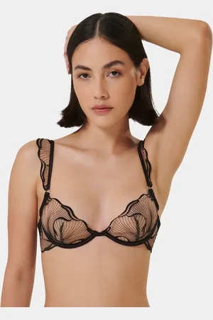 BlueBella Marabel Plunge Underwired Sheer Embroidered Bra 36 D