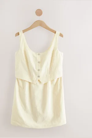 Next 100% Cotton Sleeveless Waistcoat Mini Dress AU 8