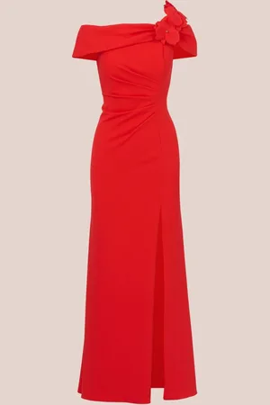 Adrianna Papell Asymmetrical Knit Crepe Gown AU 14