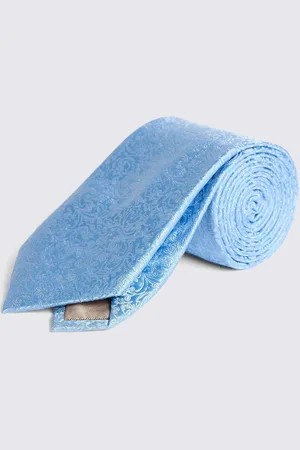 Moss Light Blue Floral Print Swirl Silk Tie onesize