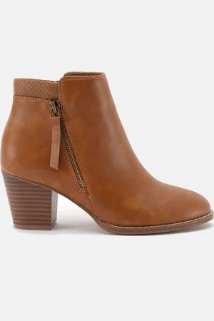 Novo Brown Regular Fit Lovida Zip Block Heel Boots AU 10 (EU 42)
