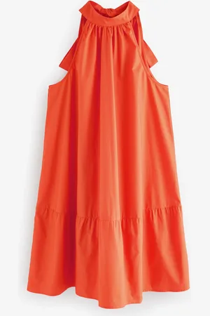 Next 100% Cotton Halter Tie Neck Sleeveless Tiered Mini Dress AU 20 Tall