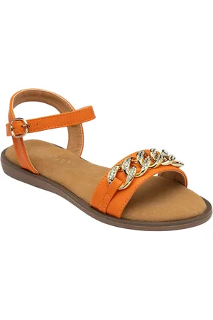 Lotus Orange Flat Ankle Strap Sandals AU 8 (EU 39)