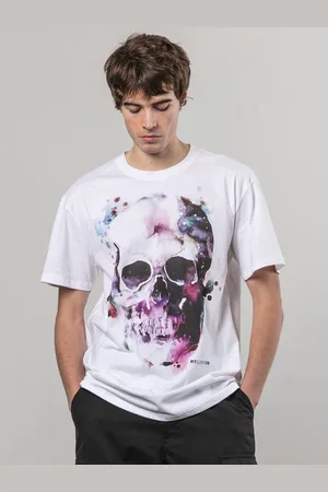 Religion White Watercolour Skull 100% Cotton T-Shirt XXL