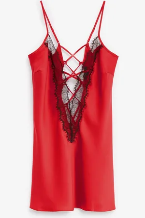Ann Summers Red Cherryann Satin Chemise Slip Nightie XS