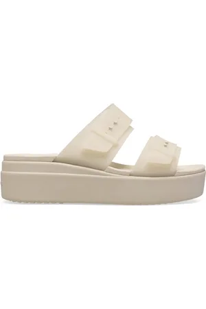 Crocs Cream Brooklyn Buckle Low Wedge Sandals AU 6 (EU 37)