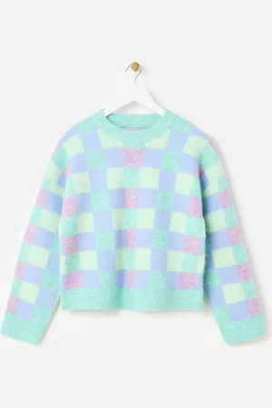 Oliver Bonas Green Checked Knitted Jumper AU 12