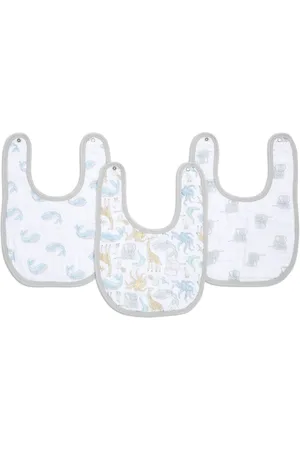 Aden + Anais White Baby Essentials 100% Cotton Muslin Snap Bibs 3 Pack one