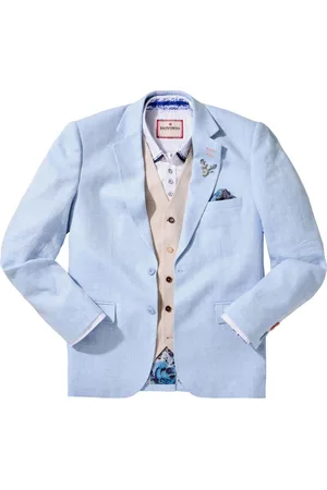 Joe Browns Blue Tonal Linen Herringbone Blazer 46