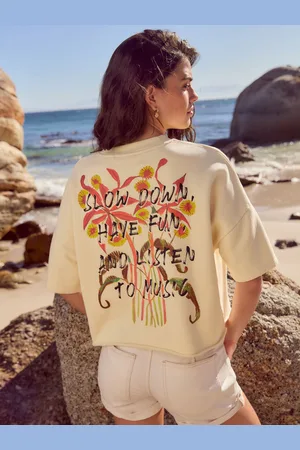 Next Buttermilk Summer Slogan Graphic Embroided Short Sleeve 100% Cotton Sweatshirt T-Shirt L