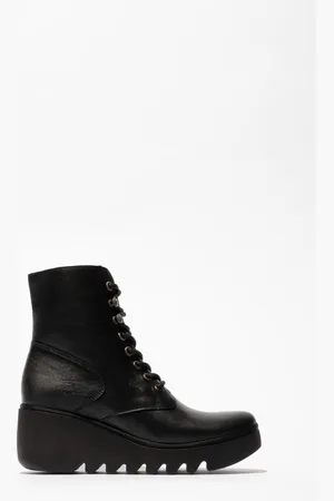 Fly London Birr Lace-Up Ankle Black Boots AU 6 (EU 37)