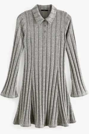 Next Collared Long Sleeve Ribbed Mini Dress AU 8