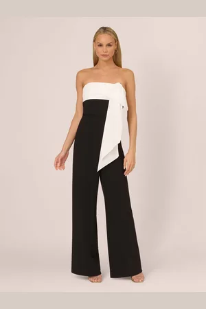 Adrianna Papell Adrianna by Knit Crepe Strapless Black Jumpsuit AU 12