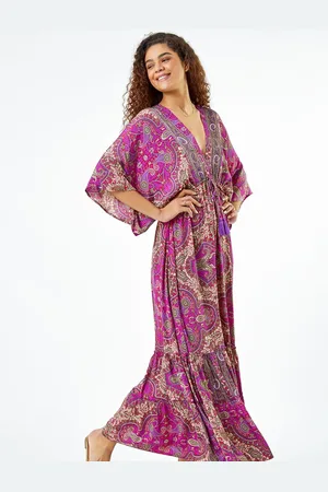 Roman Paisley Print Boho Maxi Dress AU 14