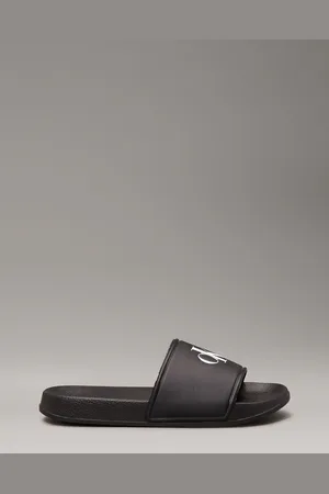 Calvin Klein Black Logo Print Pool Slides uk5eu38