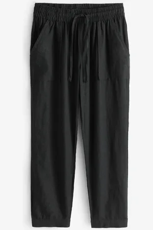 Threadbare Black Petite Linen Blend Tapered Trousers 10