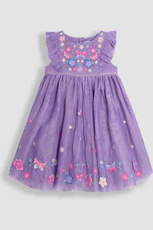 JoJo Maman Bébé Ruffle Front Embroidered Tulle Party Dress 3