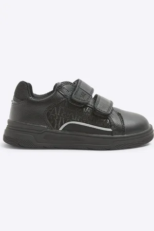 River Island Black Boys Faux Leather Touch Fasten Plim Trainers AU 5 (EU 21.5)