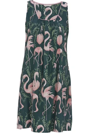 Cyberjammies Green Emerald Flamingo Print Bus Shorts Nightdress AU 28
