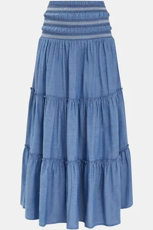 Accessorize Smock Tiered Maxi 100% Cotton Skirt large