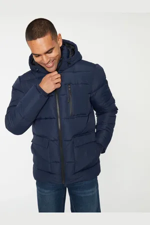 Threadbare Navy Showerproof Double Layer Puffer Hooded Jacket L