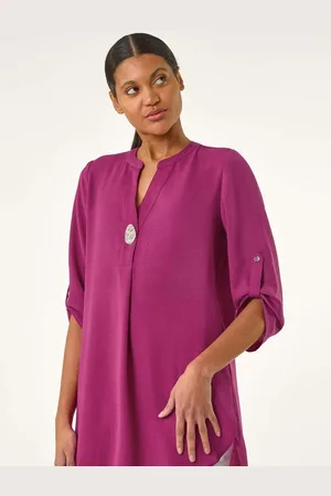 Roman Purple Button Detail Longline Tunic Top 14