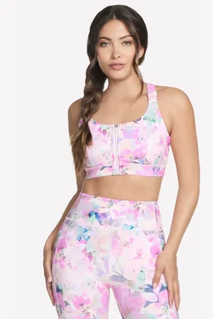 Skechers Pink GoWalk Seascape Floral Zip Front Bra S