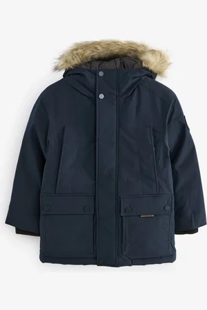 Next Navy Blue Faux Fur Trim Hooded Padded Parka Coat (3-16yrs) 10 Years (140cm)