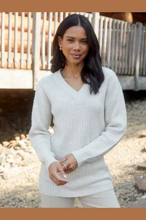 Threadbare White V-Neck Knitted Jumper AU 12