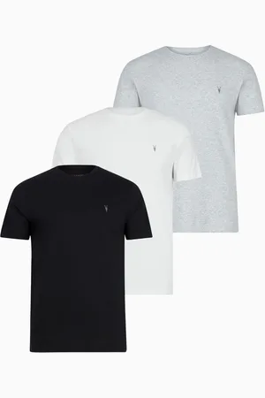 AllSaints AllSaints White/Black/Grey Tonic Crew 100% Cotton T-Shirts 3 Pack L