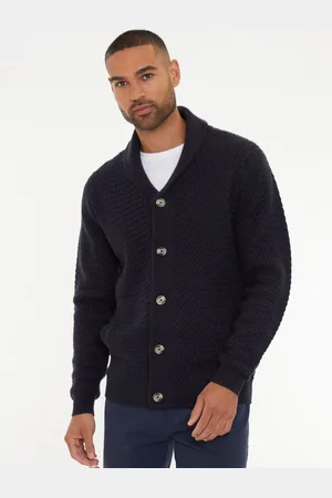 Threadbare Navy Blue Shawl Collar Knitted Cardigan L