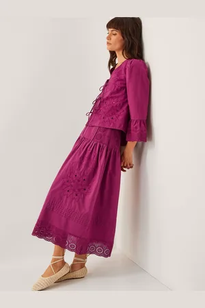 Monsoon Saoirse Broderie 100% Cotton Midi Skirt 16
