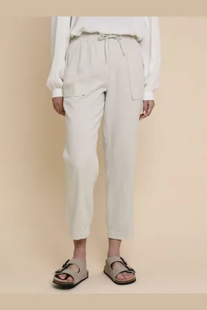 Threadbare Cream Petite Linen Blend Tapered Trousers 16