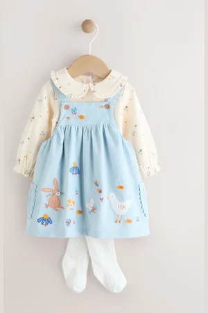 Next Baby Pinafore Long Sleeve Bodysuit & Tights Set (0mths-2yrs) 6268cm
