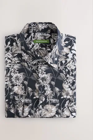 Next Regular Fit Kew Collection 100% Cotton Floral Long Sleeve Single Cuff Shirt medium