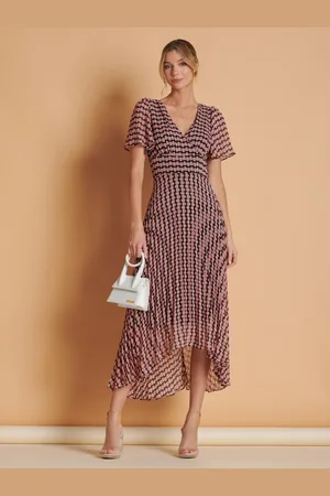 Jolie Moi Pleated Dip Hem Chiffon Maxi Dress AU 16