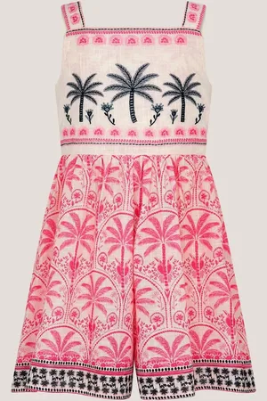 Monsoon Pink Palm Print Embroidered Playsuit 140146cm