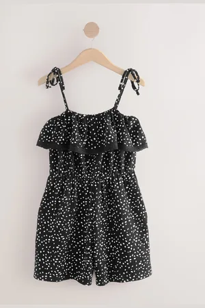 Next Black/White Textured Jersey Frill Bandeau 100% Cotton Playsuit 18tall