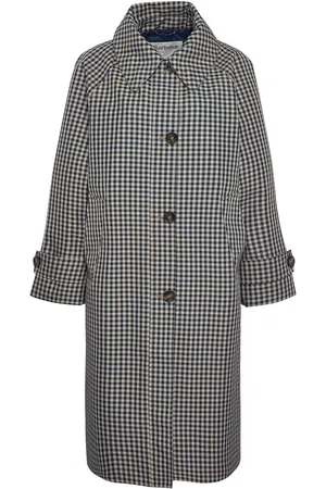 Barbour Blue Nadine Checked Showerproof Car Coat AU 18
