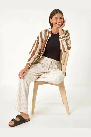 Roman Natural Full Length Linen Trousers AU 20