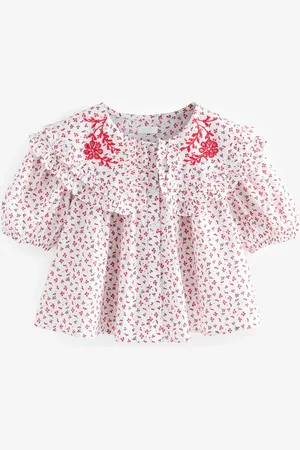 Next Red Ditsy Embroidered Collar 100% Cotton Blouse (3-16yrs) 11 Years (146cm)