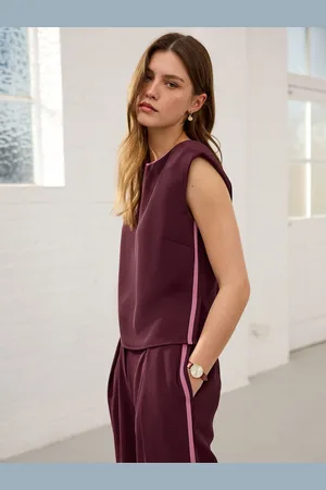 Next Burgundy Red Sleeveless Top with Tipping Detail AU 12 Tall