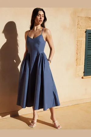 Threadbare V-Neck Fit and Flare 100% Cotton Midi Dress 12