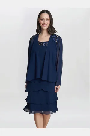 Gina Bacconi Leigh Embellished Tiered Sequin Jacket Dress 20
