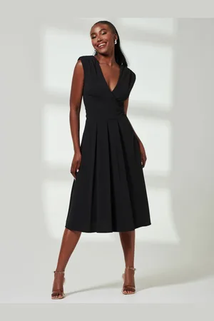 Jolie Moi Yuina Scuba Pleated Flare Midi Dress AU 8