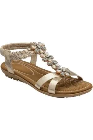 Lotus Gold Flat Slip-On Sandals AU 8 (EU 39)