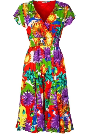 Joe Browns Colour Pop Floral Print Cap Sleeve Knee Length Dress AU 12