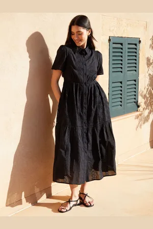 Threadbare 100% Cotton Short Sleeve Collared Broderie Maxi Shirt Dress 16